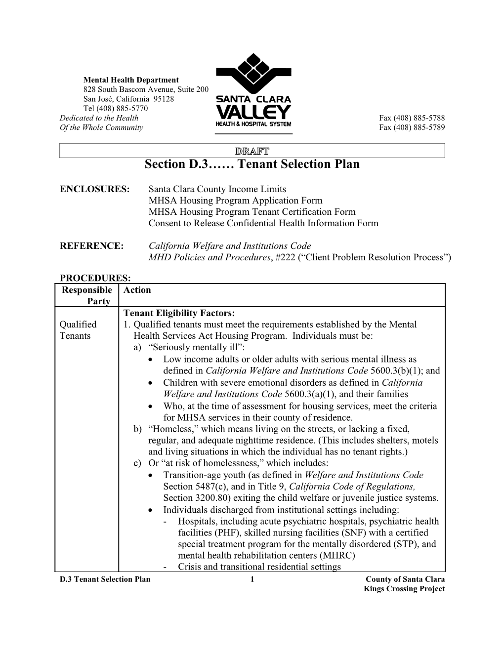 Kings Crossing D.3 (A) Tenant Referral & Certification Process