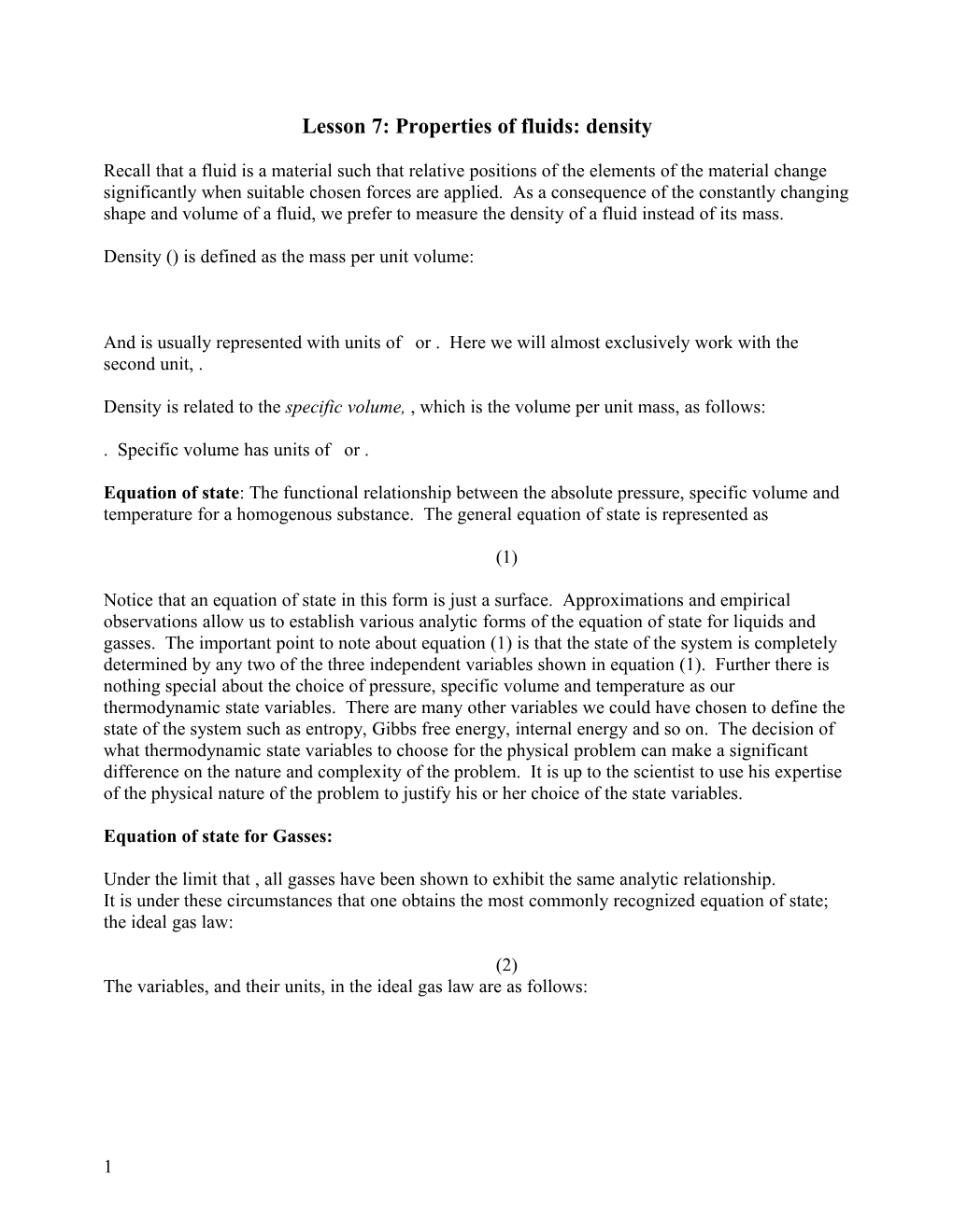 Chapter 2: Properties of Fluids: Density