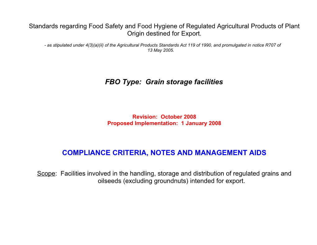 South African Food Safety Standard For