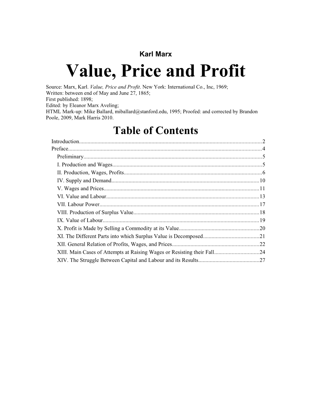 Value Price and Profit