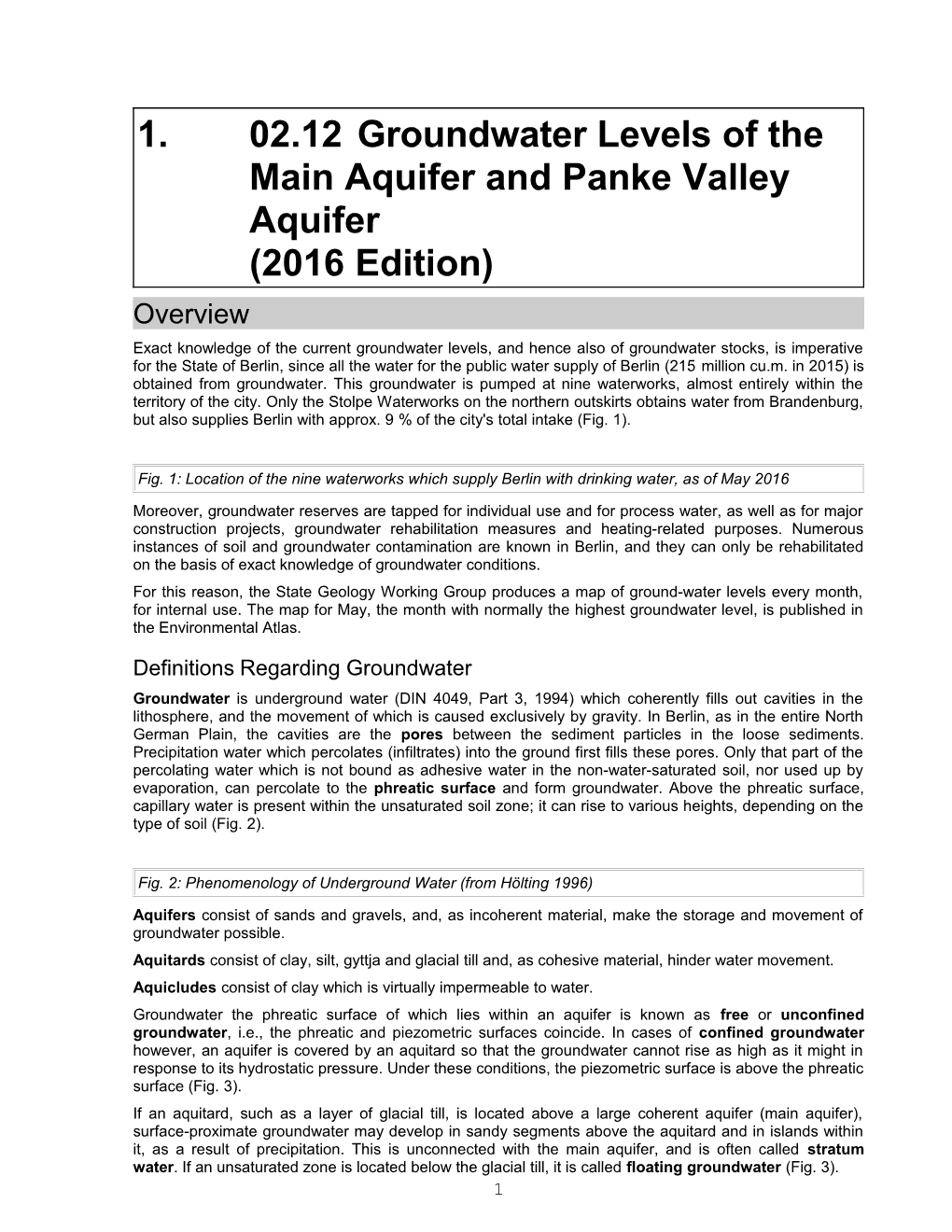 02.12 Groundwater Levels of the Main Aquifer and Panke Valley Aquifer (2016 Edition)