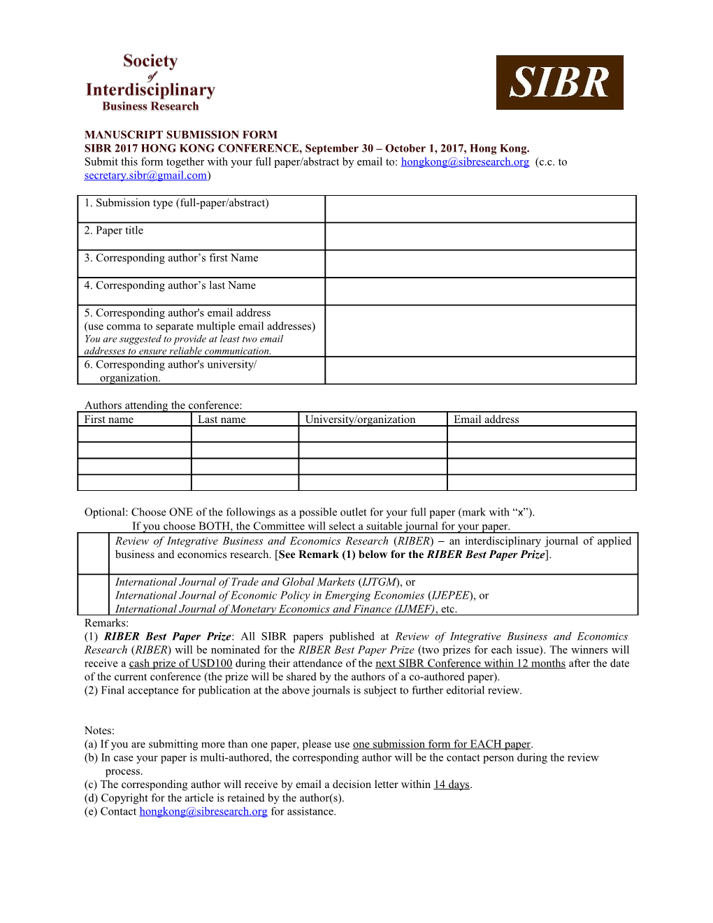 Manuscript Submission Form