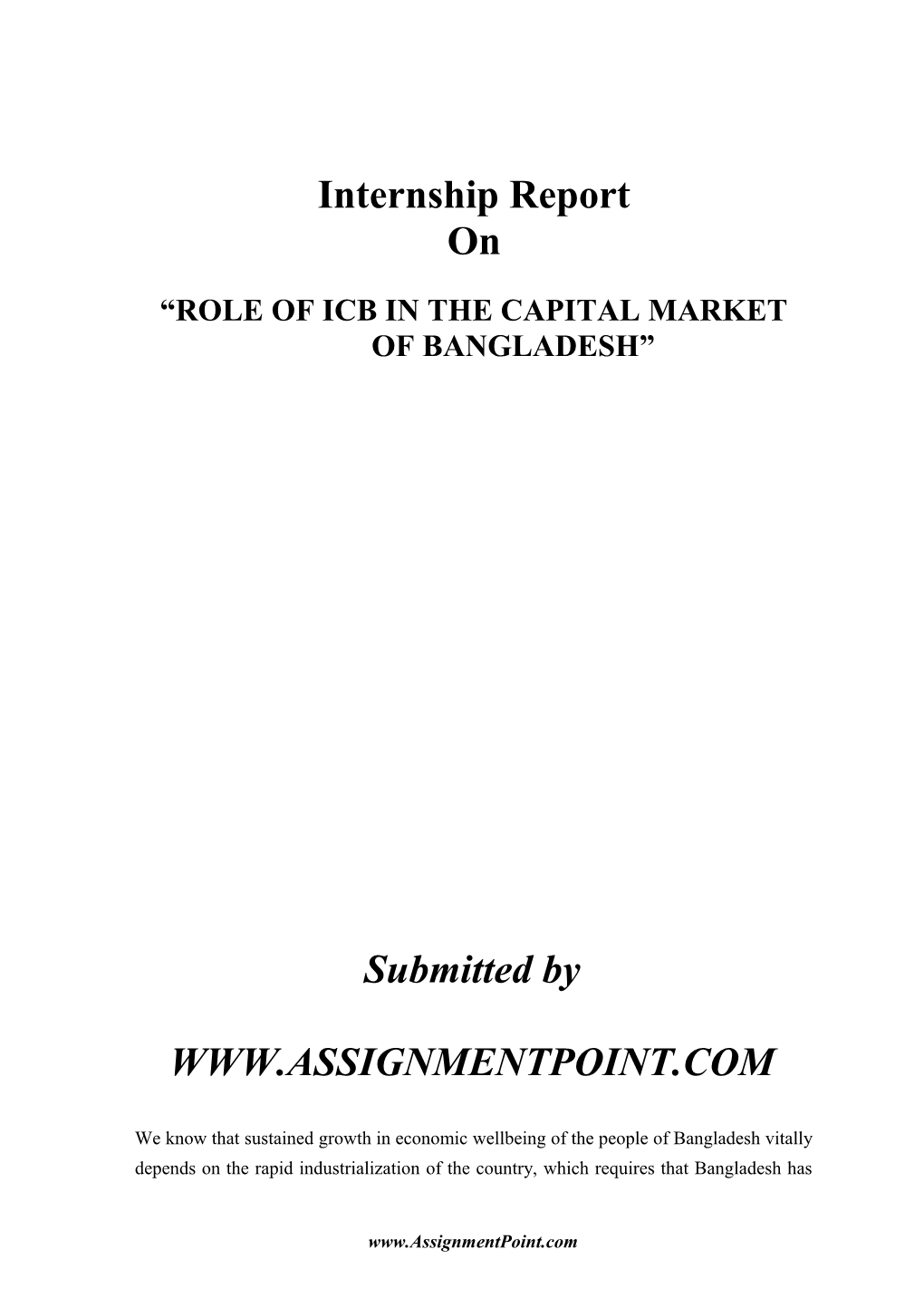 Role of Icb in the Capital Market of Bangladesh