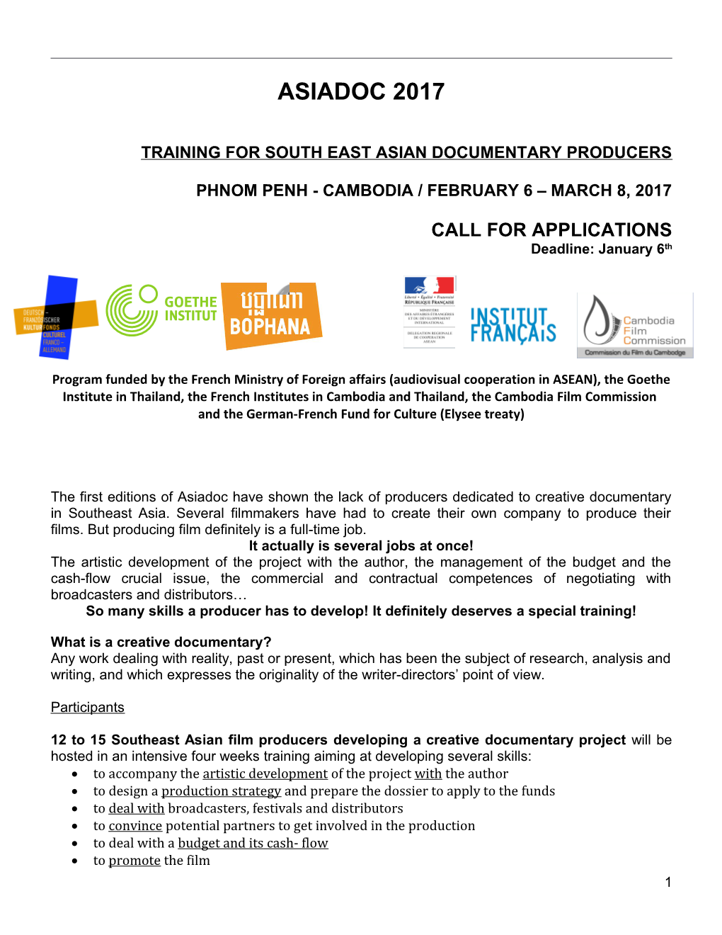 Training for South East Asian Documentary Producers