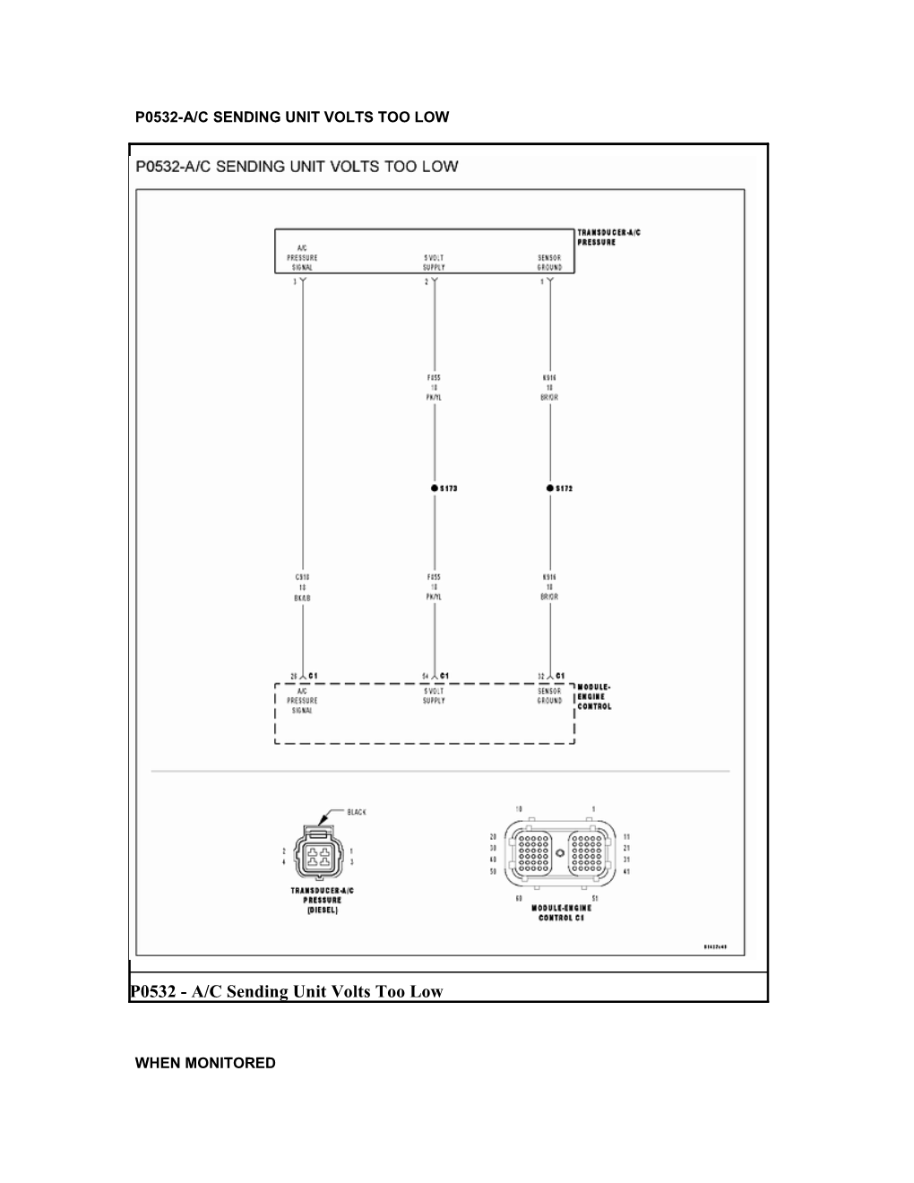 P0532-A/C Sending Unit Volts Too Low