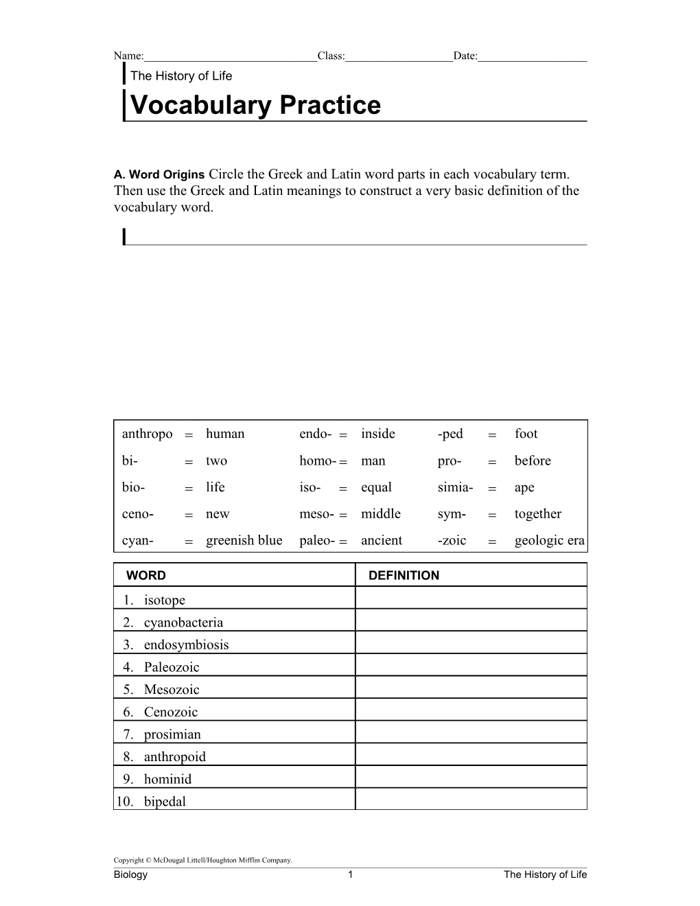 Vocabulary Practice