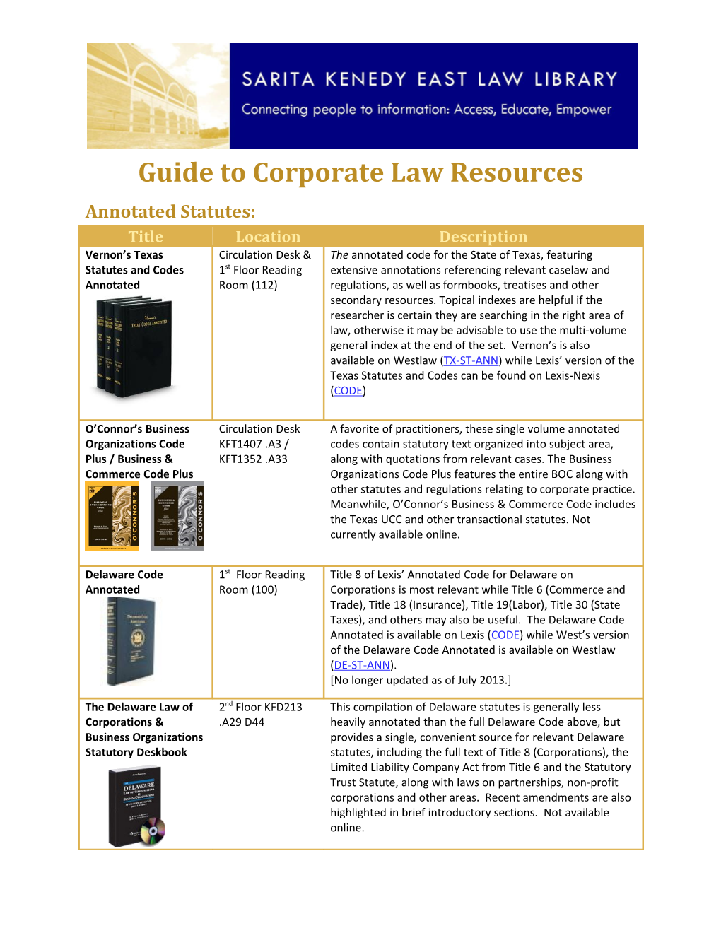 Guide to Corporate Law Resources