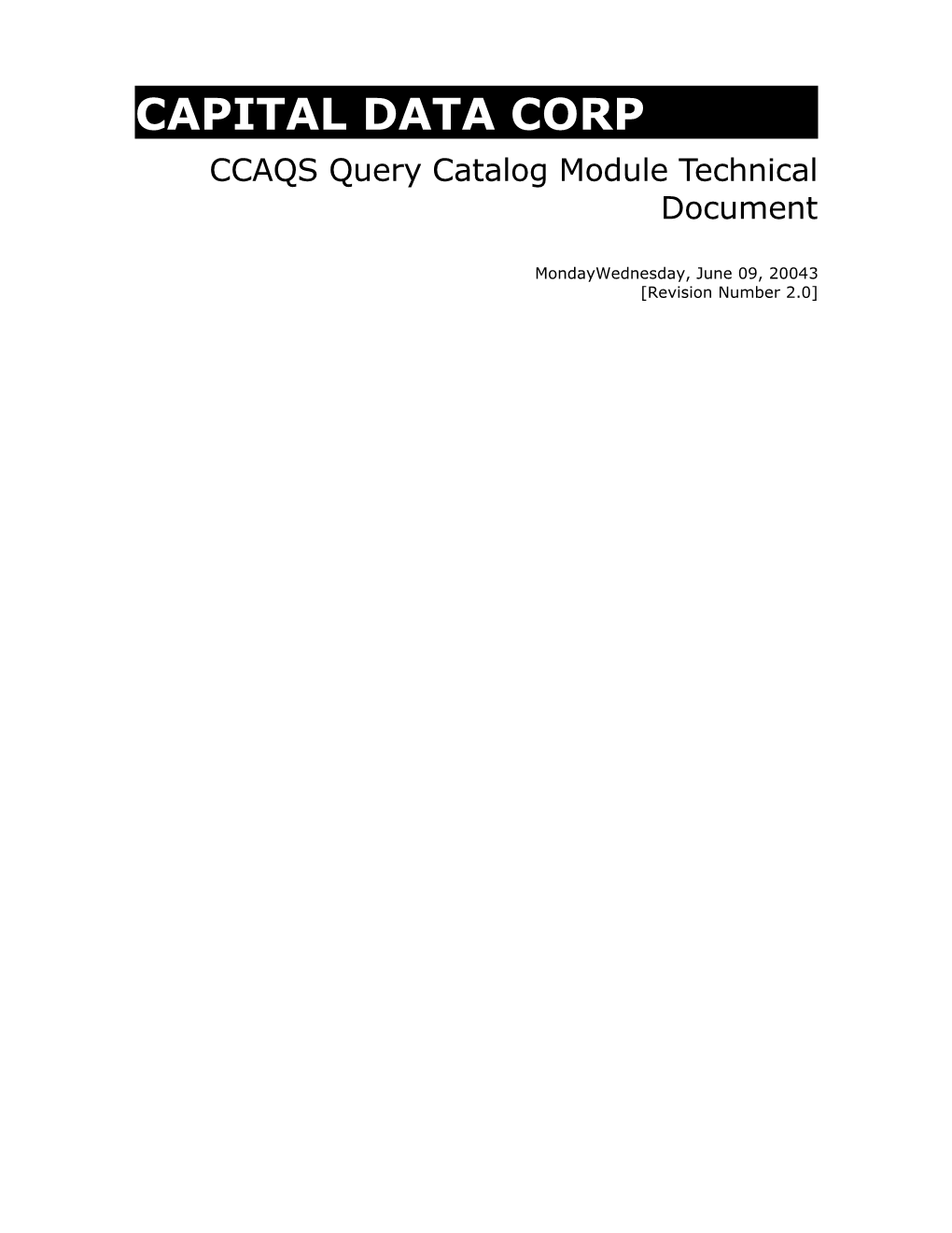 CCAQS Query Catalog Module Technical Document