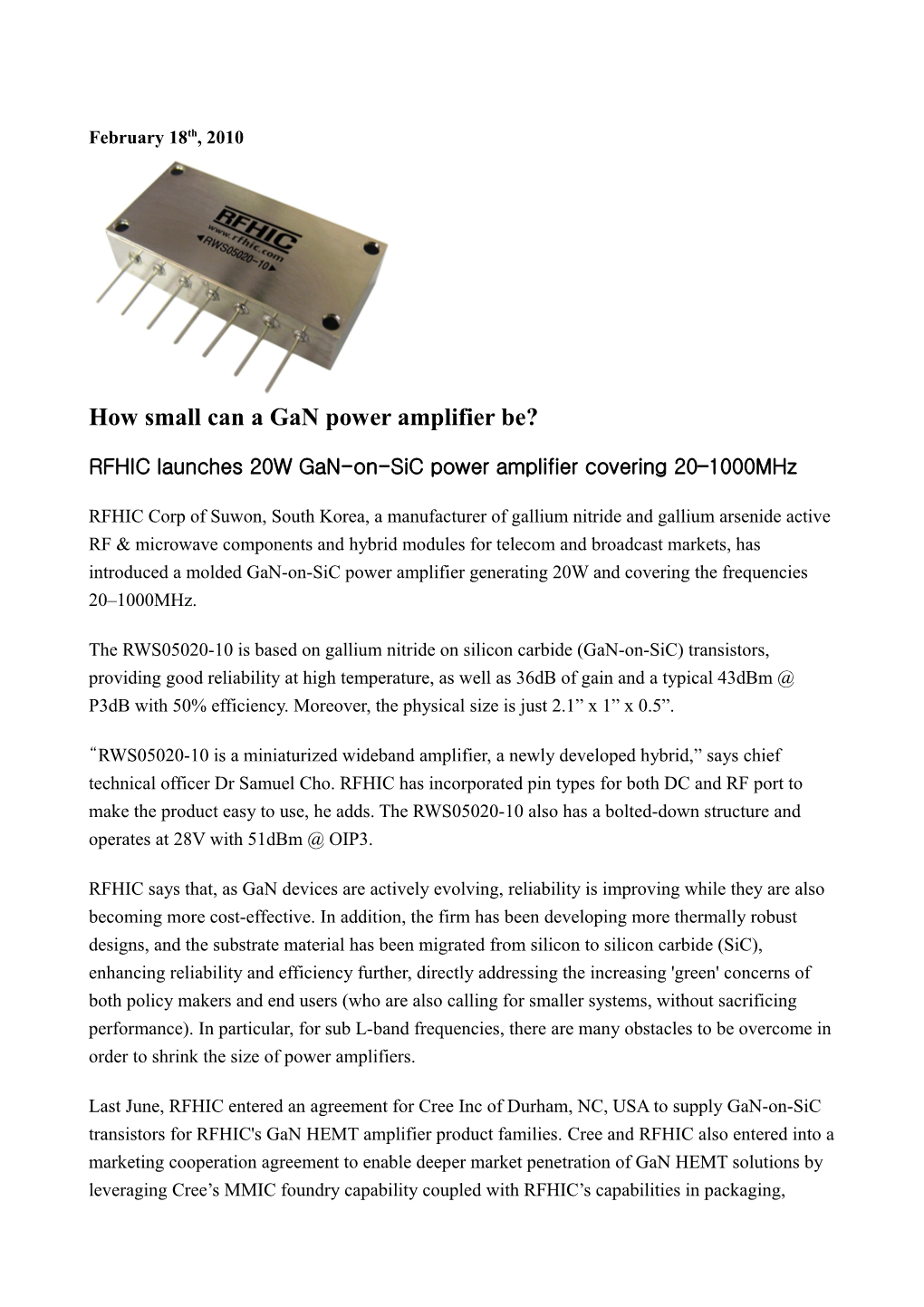 How Small Can a Gan Power Amplifier Be?