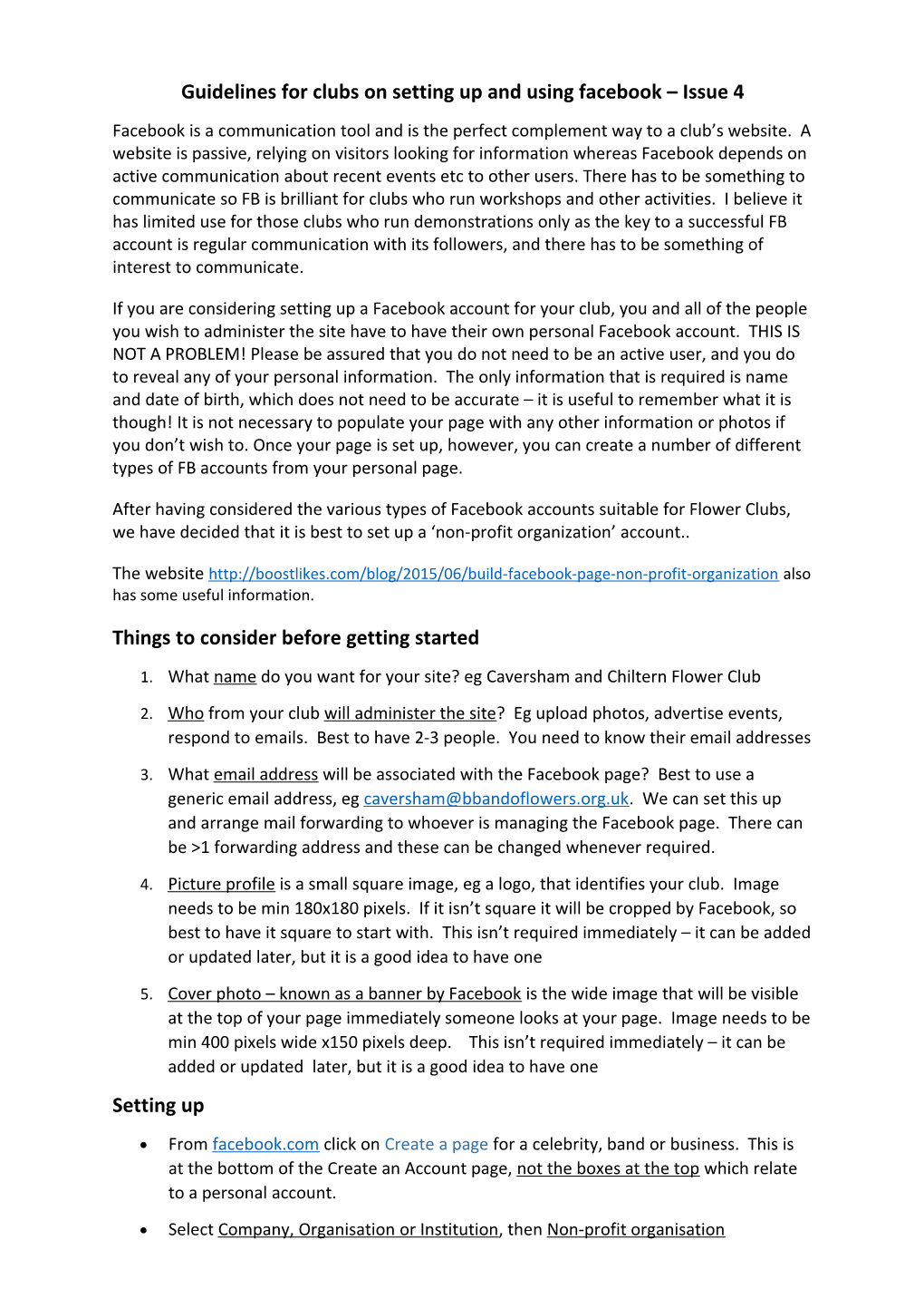 Guidelines for Clubs on Setting up and Using Facebook Issue 4