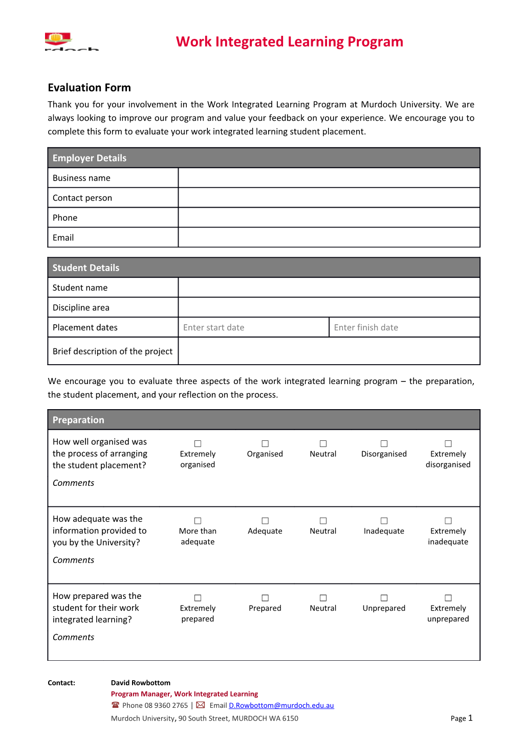 Work Integrated Learning Program