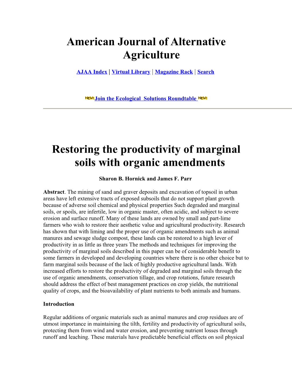 American Journal of Alternative Agriculture