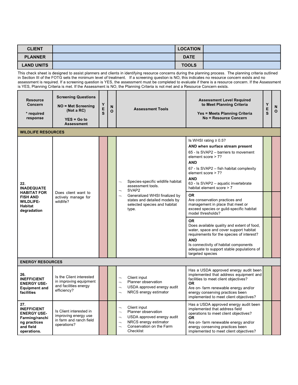 Checklist of Resource Concerns s1