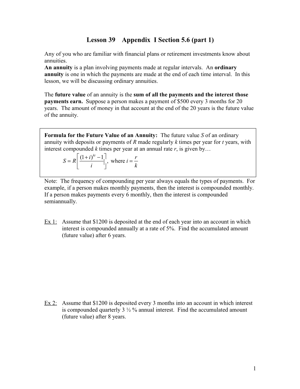 Lesson 39Appendix I Section 5.6 (Part 1)