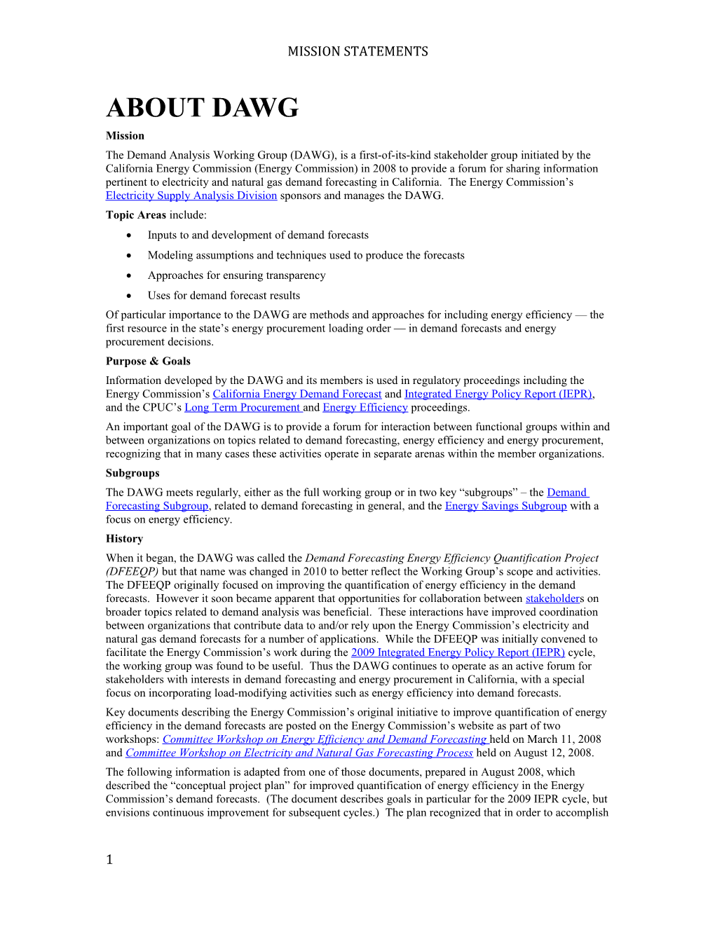 Inputs to and Development of Demand Forecasts