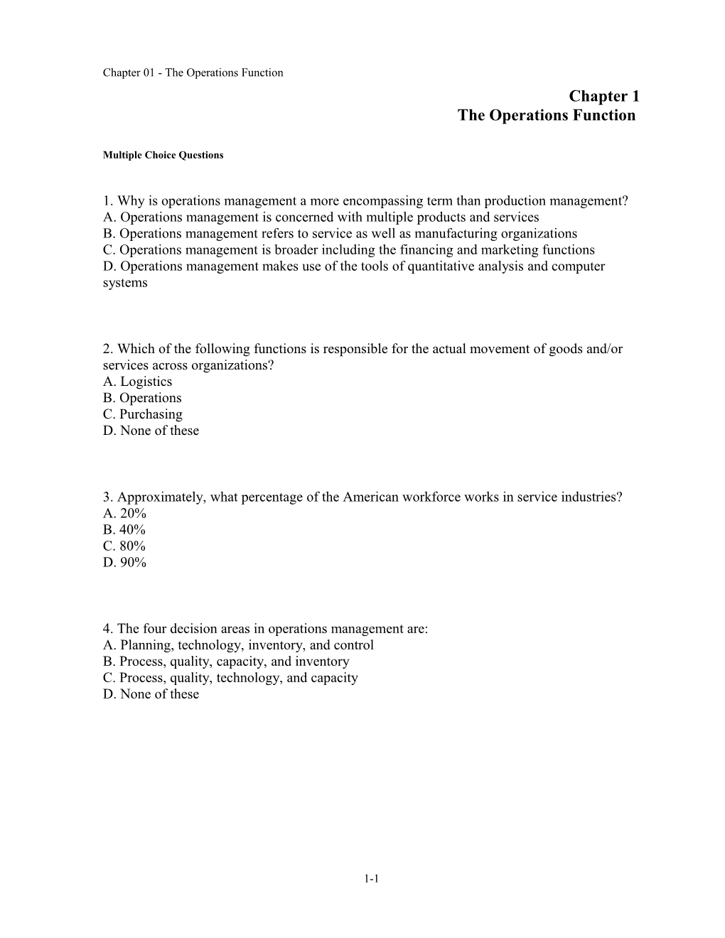 Chapter 01 the Operations Function