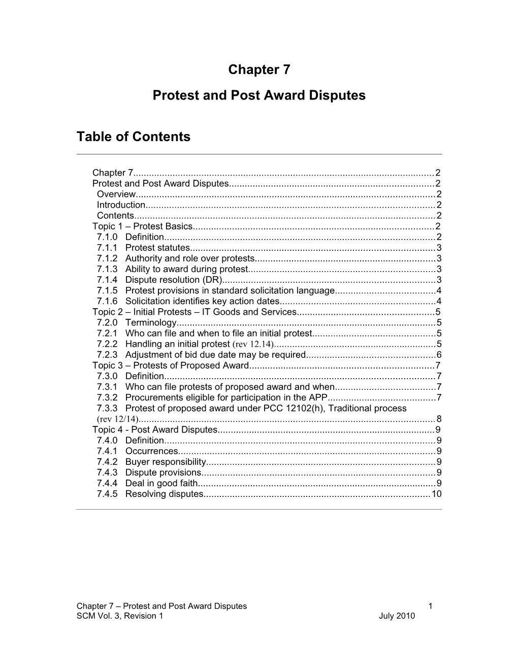 Protest and Post Award Disputes