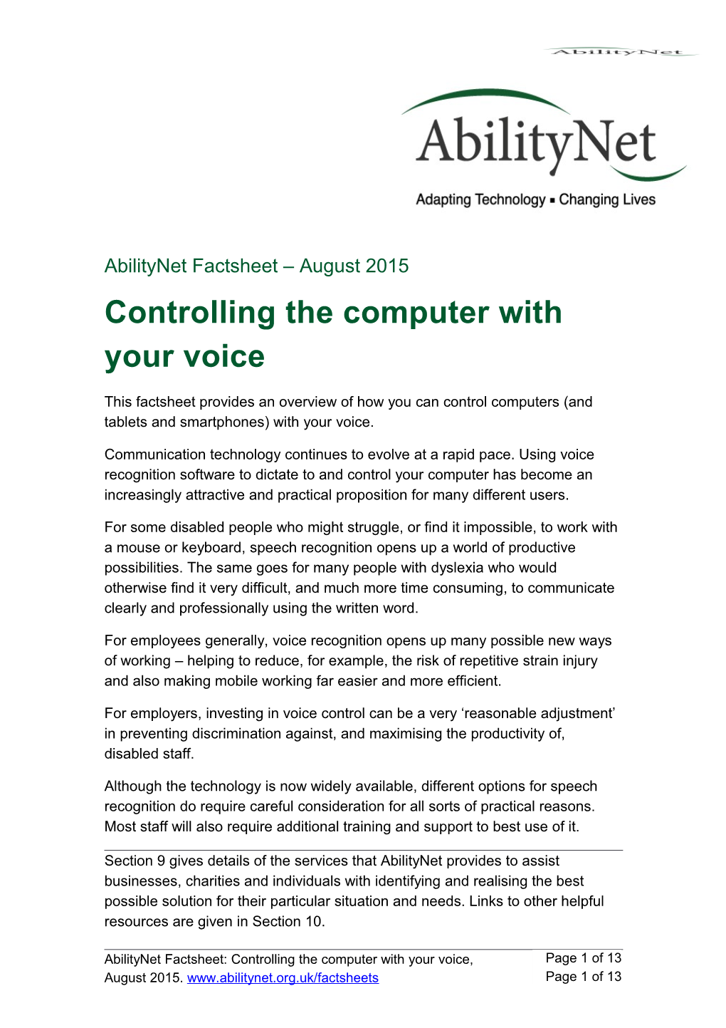 Controlling the Computer with Your Voice