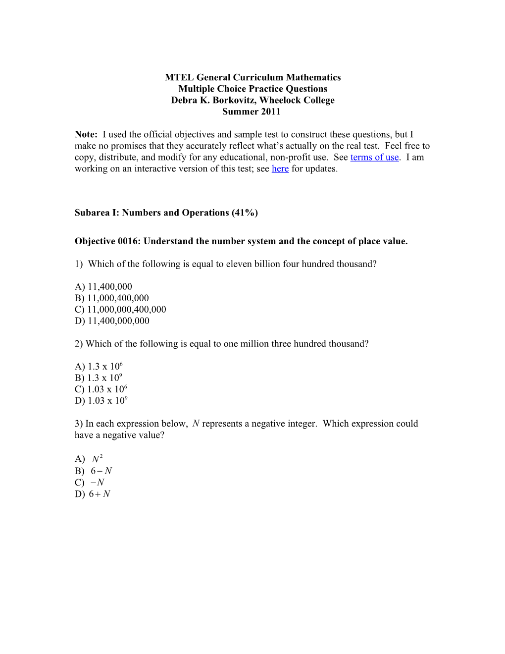 MTEL General Curriculum Mathematics