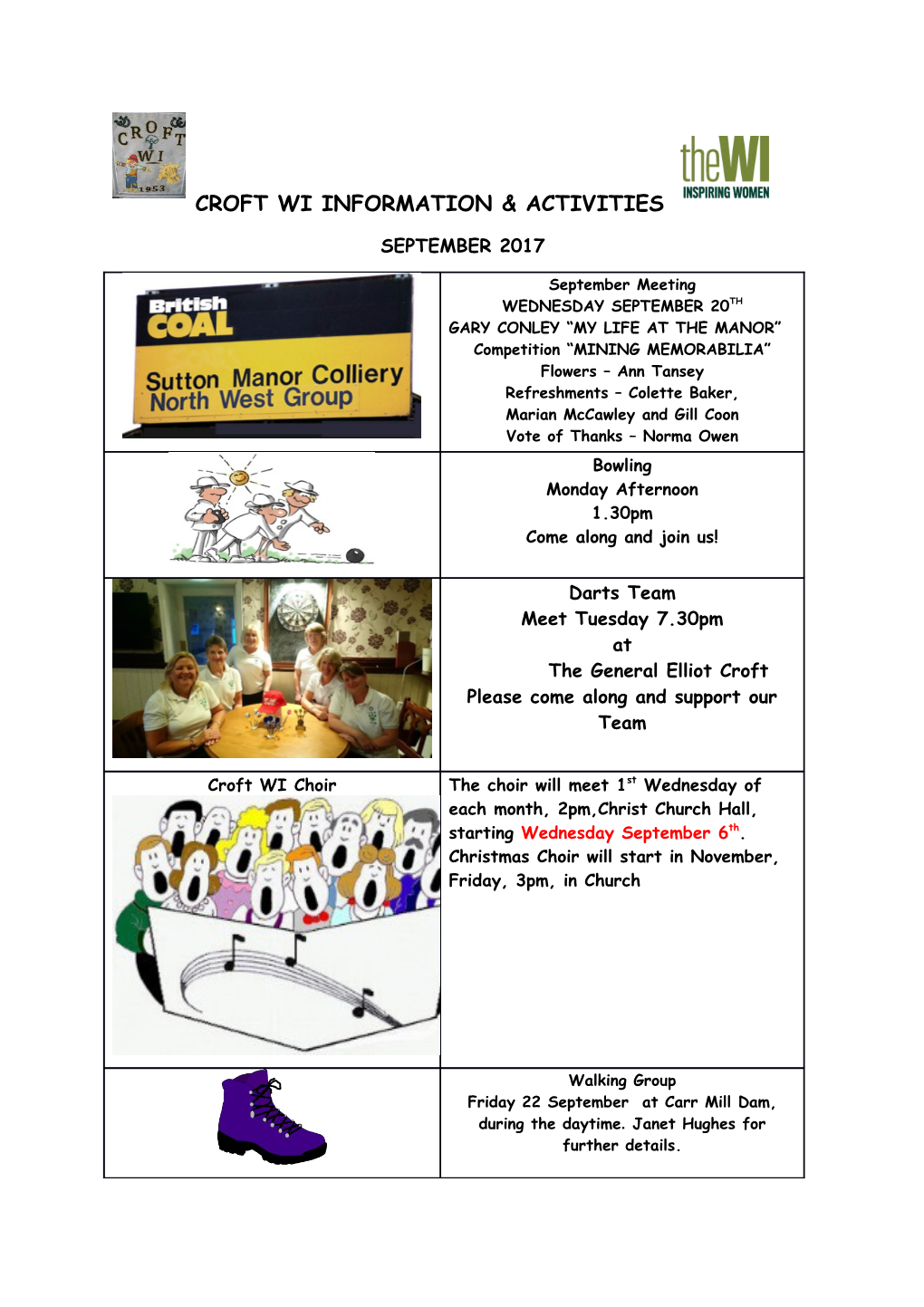 Croft Wi Information & Activities