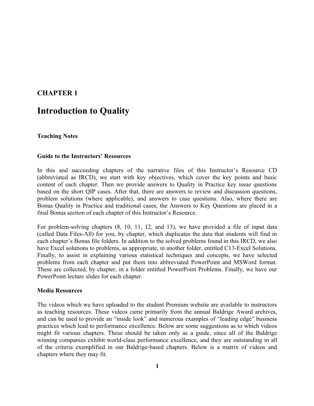 Introduction to Quality