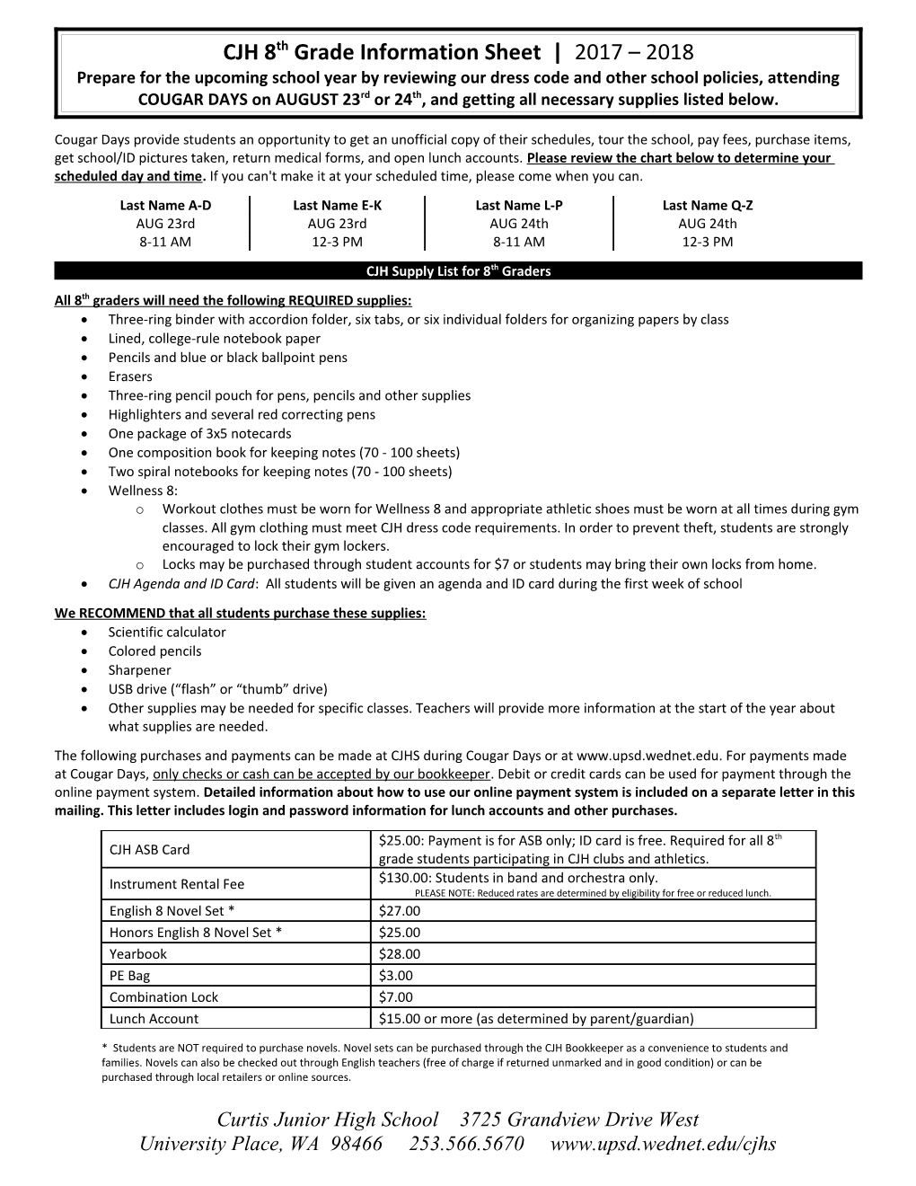 Cougar Days Is an Opportunity for Students to Get an Unofficial Copy of Their Schedule