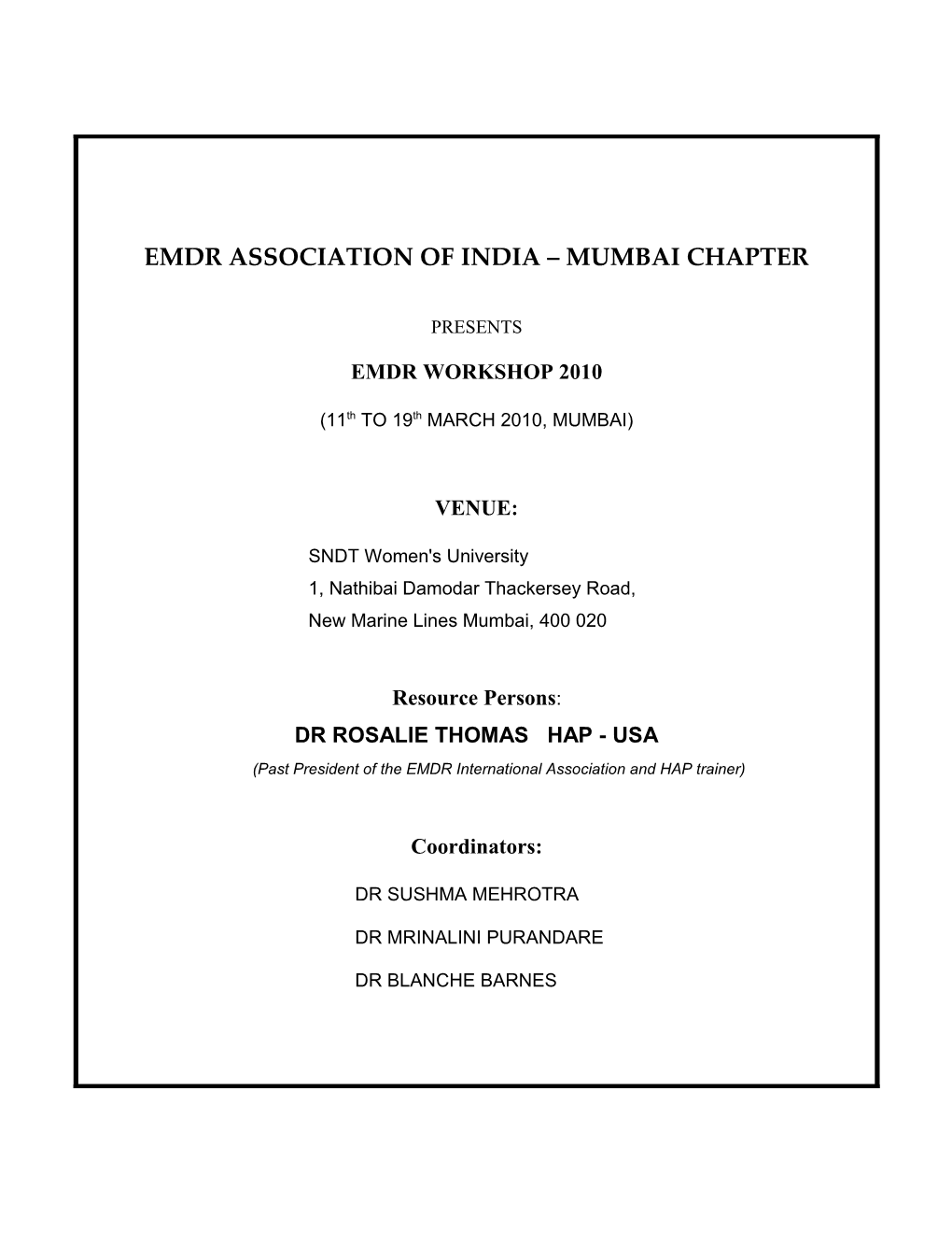 Emdr Association of India Mumbai Chapter