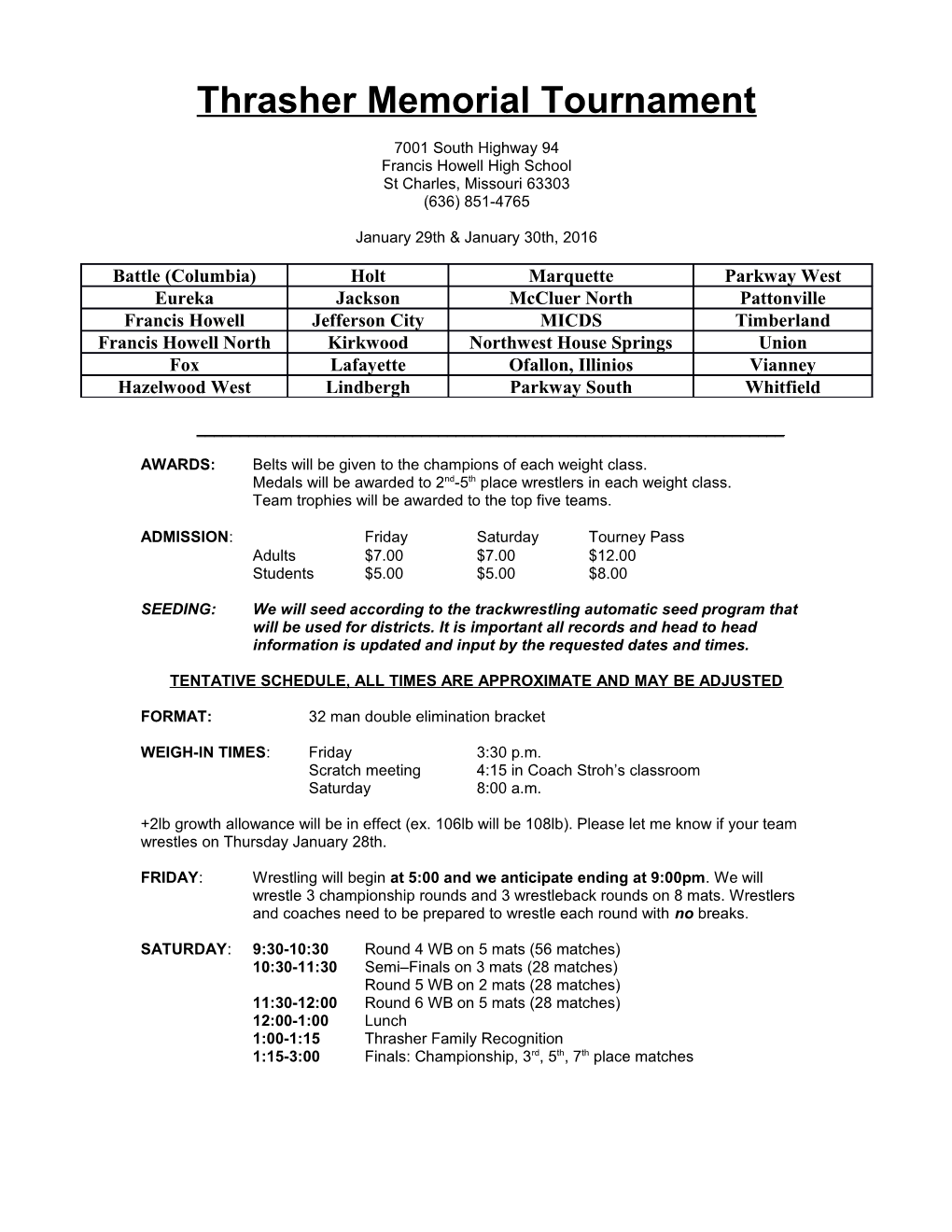 Thrasher Memorial Tournament