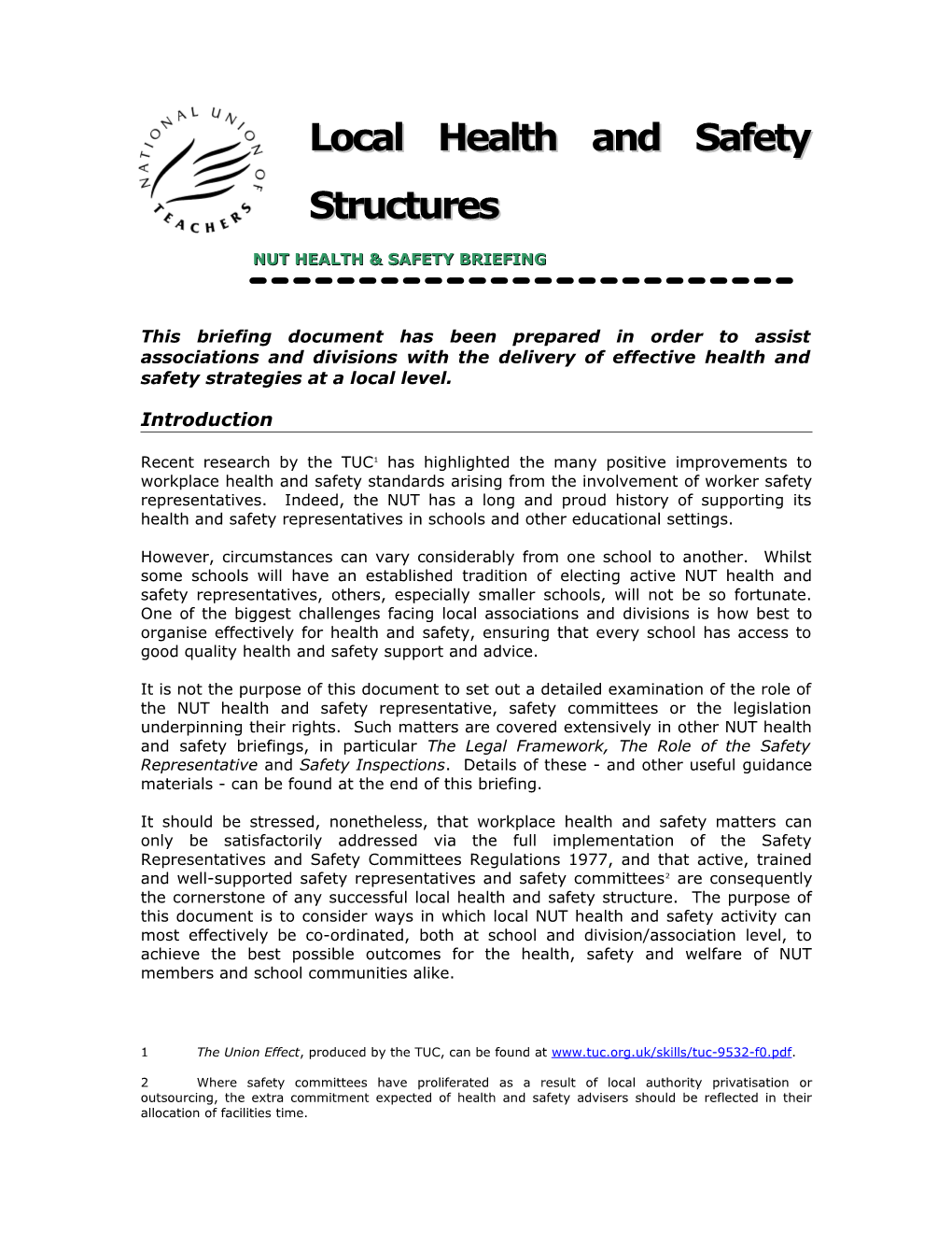 Local Health & Safety Structures