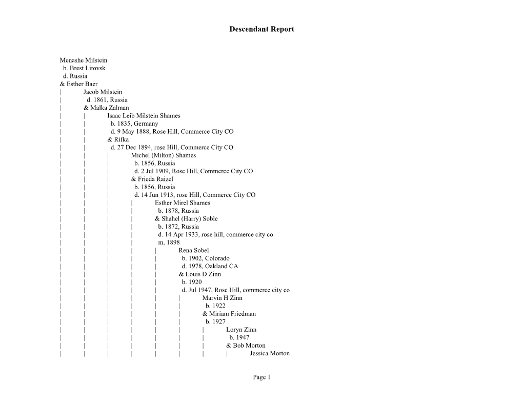 Descendant Report