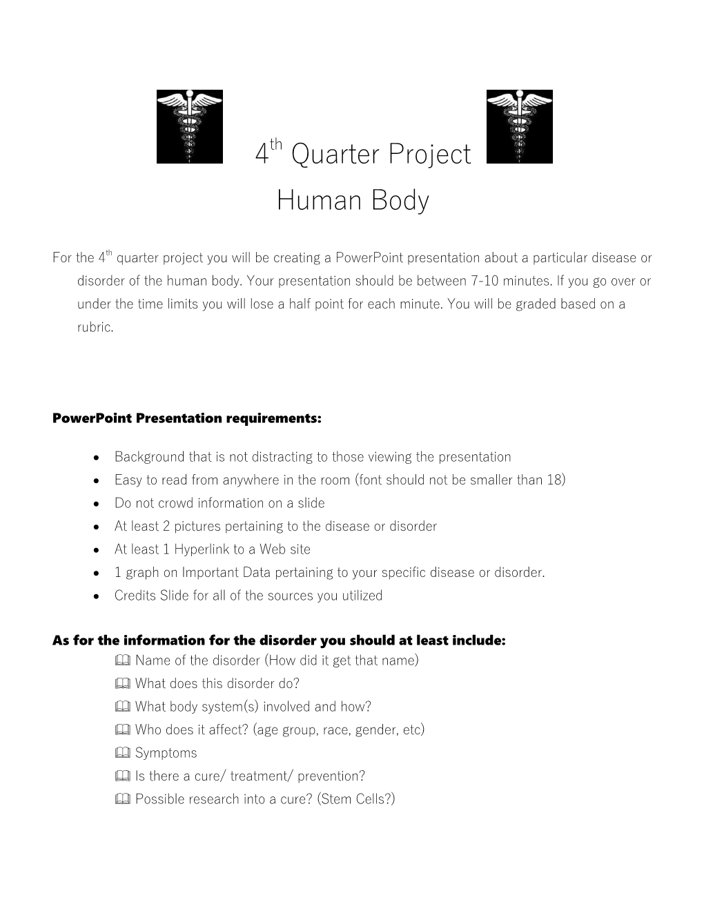 For the 4Th Quarter Project You Will Be Creating a Powerpoint Presentation About a Particular