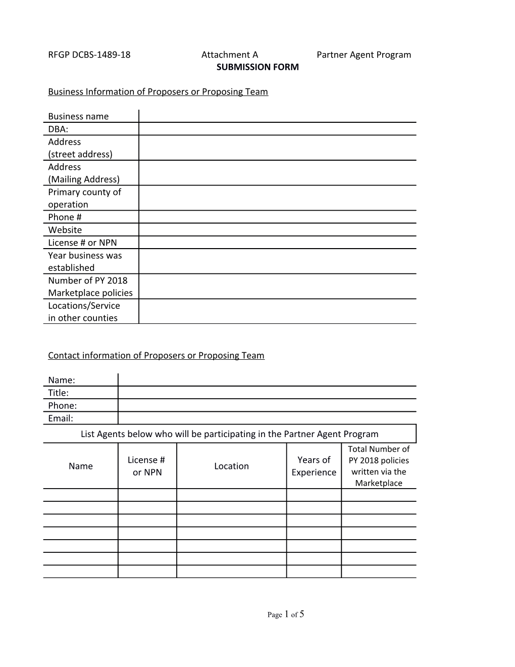 RFGP DCBS-1489-18Attachment Apartner Agent Program