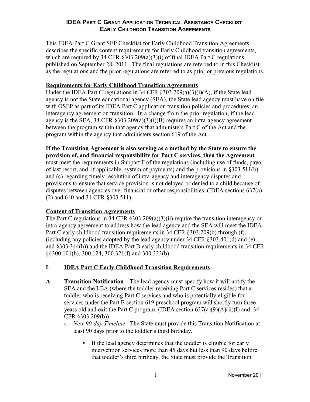 IDEA Part C Grant Application Technical Assistance Checklist