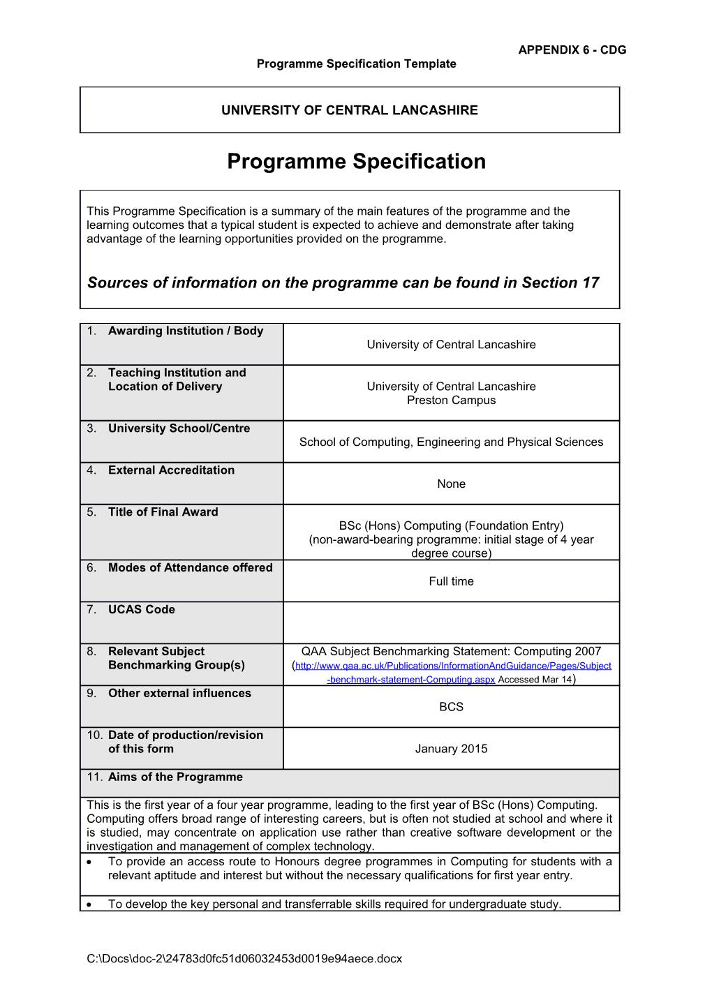 Bsc (Hons) Computing (FE) (Sept 2015)