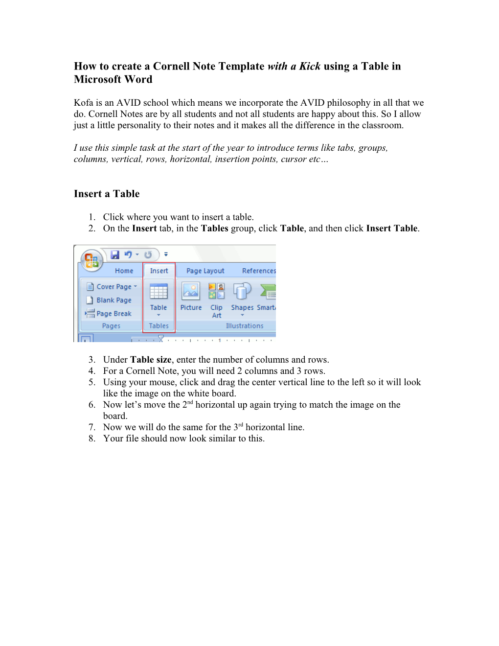 How to Create a Cornell Note Template with a Kick Using a Table in Microsoft Word