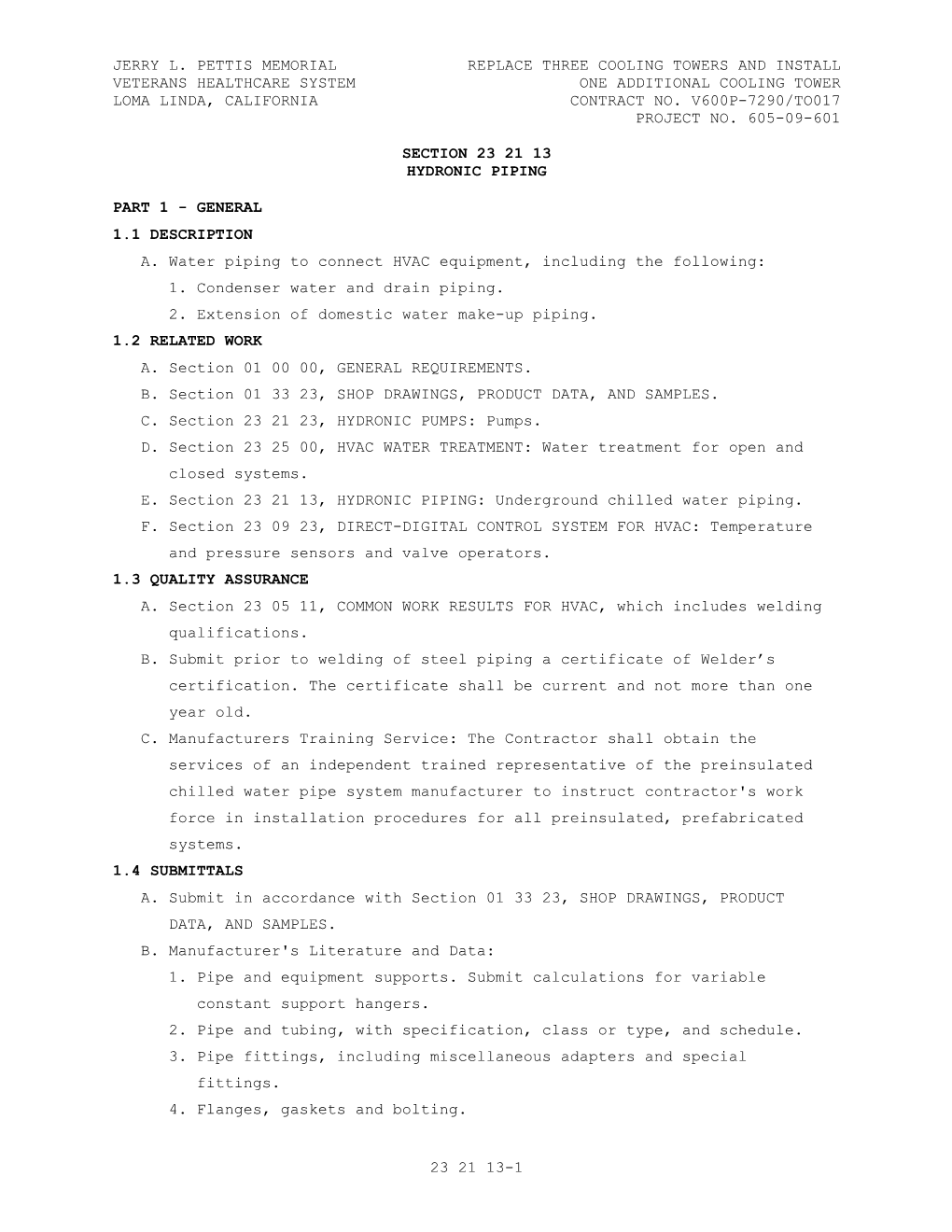 Section 23 21 13 - HYDRONIC PIPING