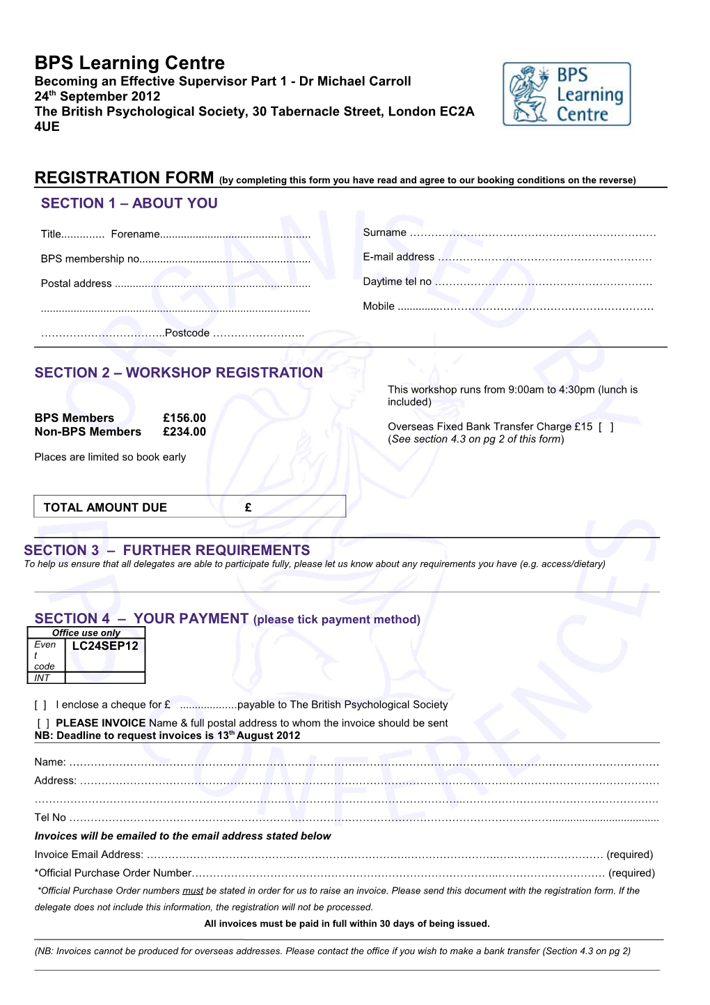 REGISTRATION FORM (By Completing This Form You Have Read and Agree to Our Booking Conditions