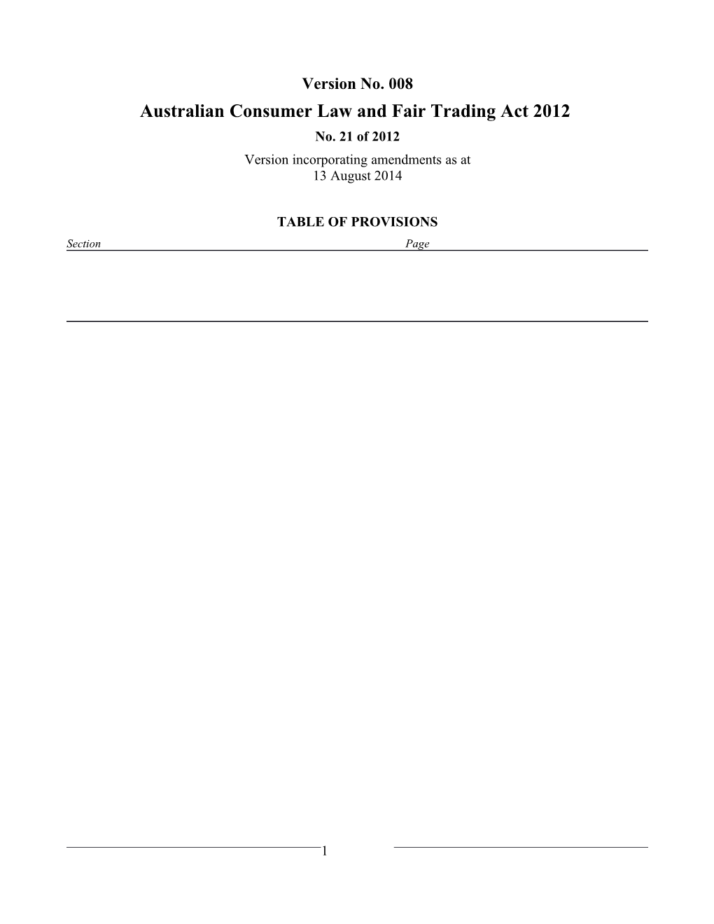 Australian Consumer Law and Fair Trading Act 2012