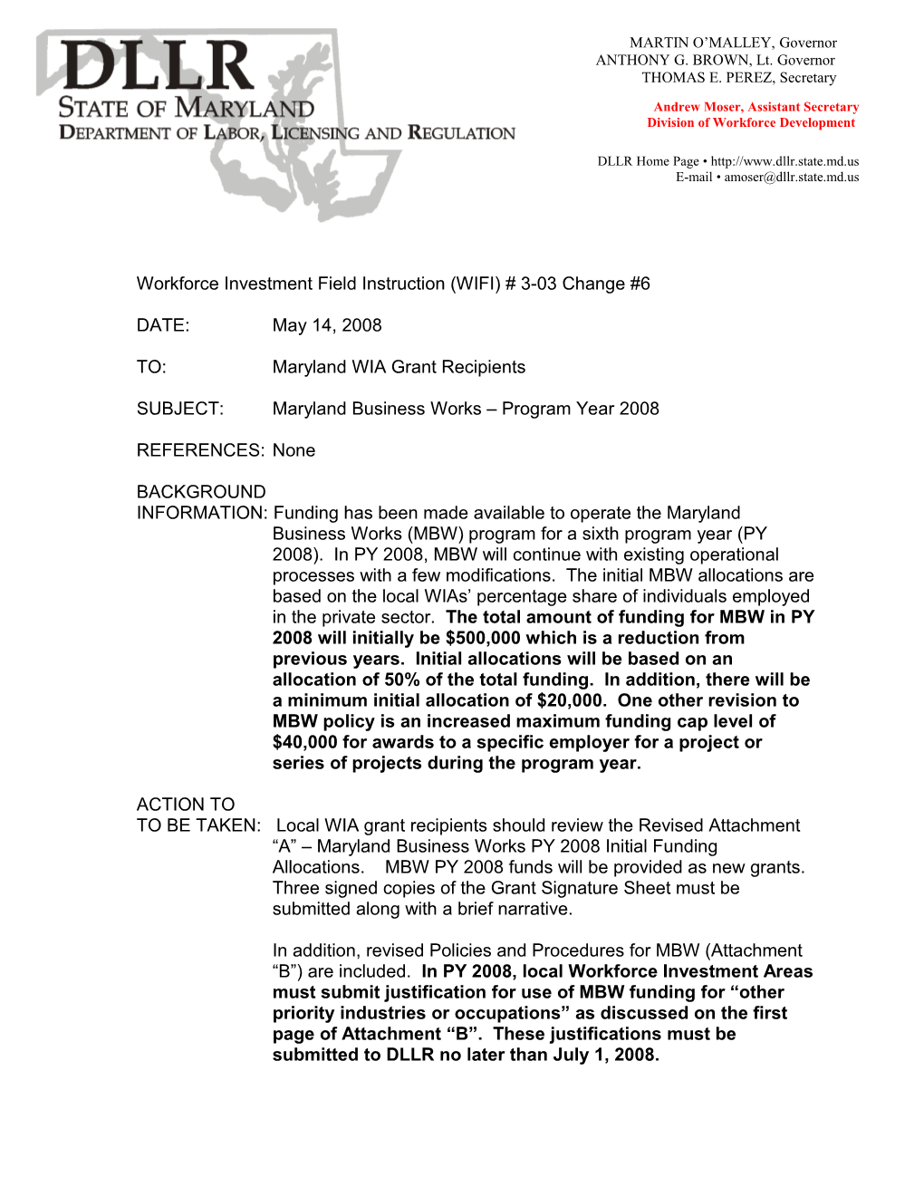 Workforce Investment Field Instruction (WIFI) # 2-03