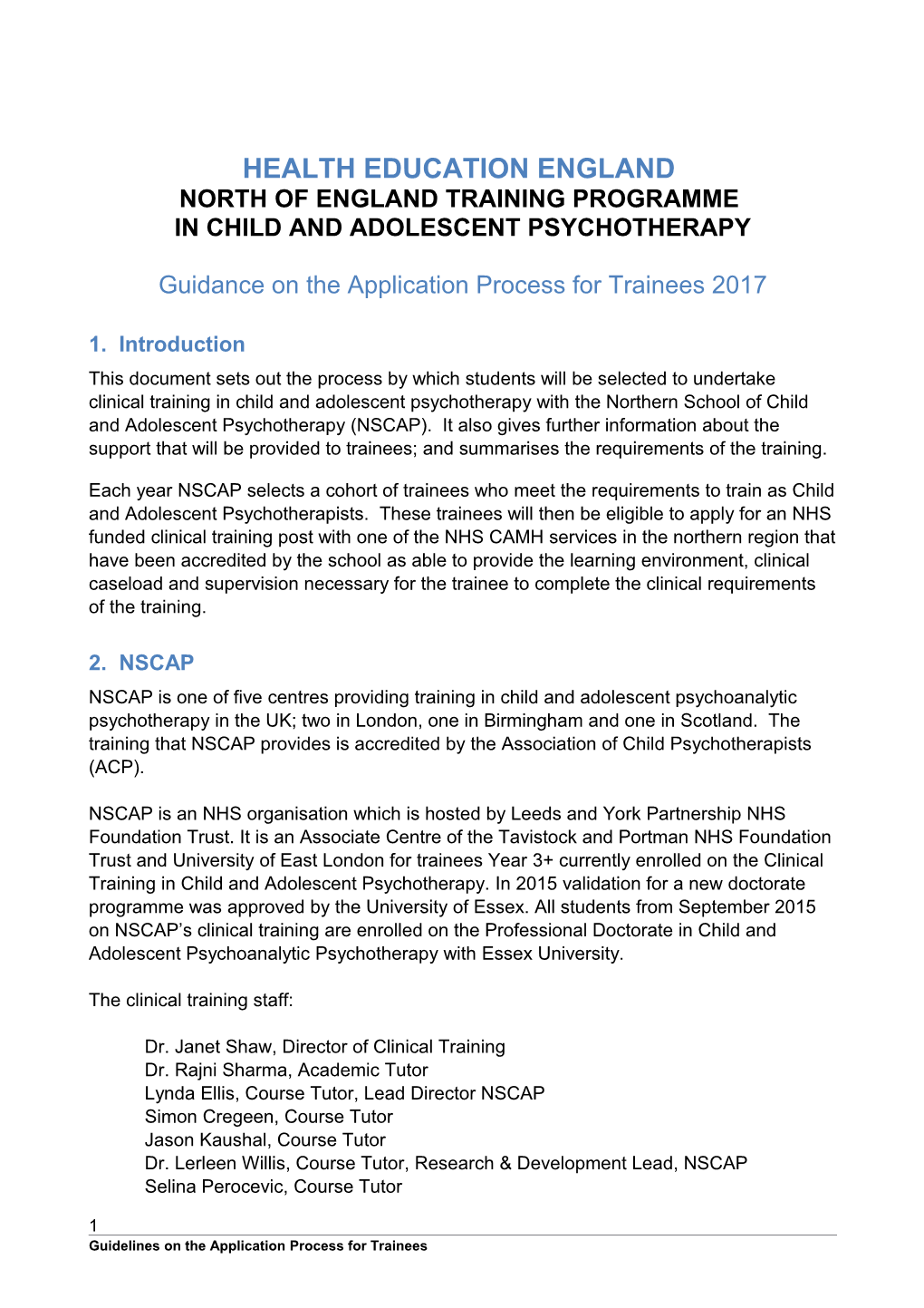 Northern School of Child Psychotherapy Training