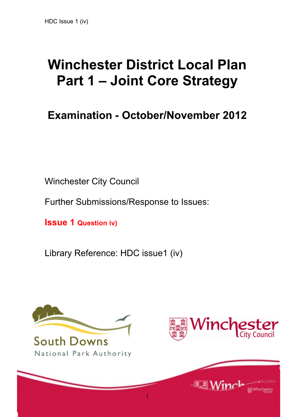 Winchester District Local Plan Part 1 Joint Core Strategy