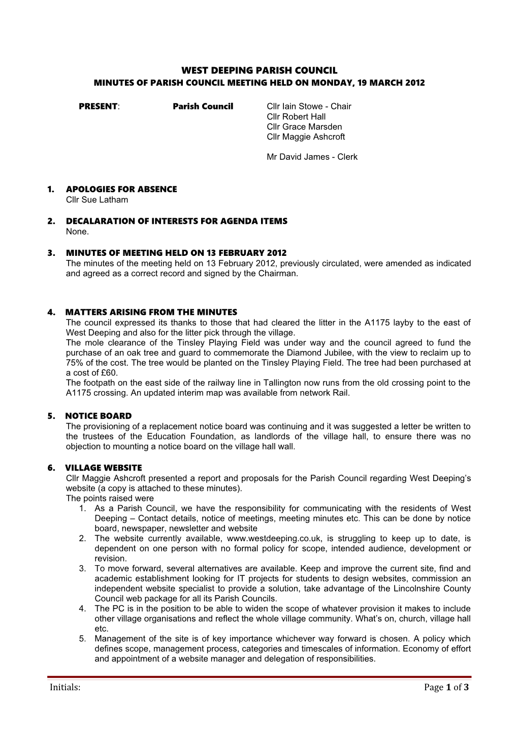 West Deeping Parish Council