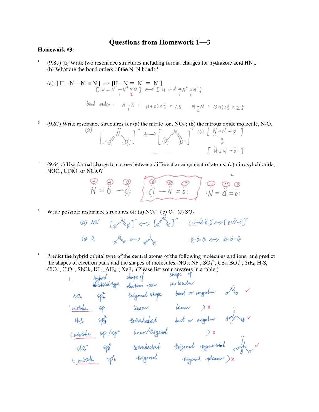 Questions from Homework 1 3