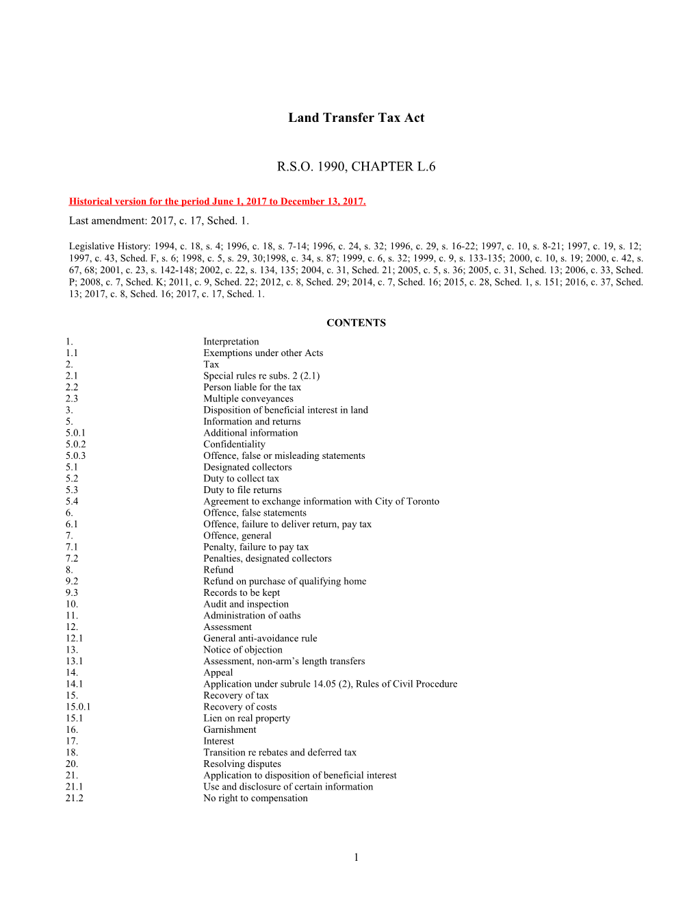 Land Transfer Tax Act, R.S.O. 1990, C. L.6