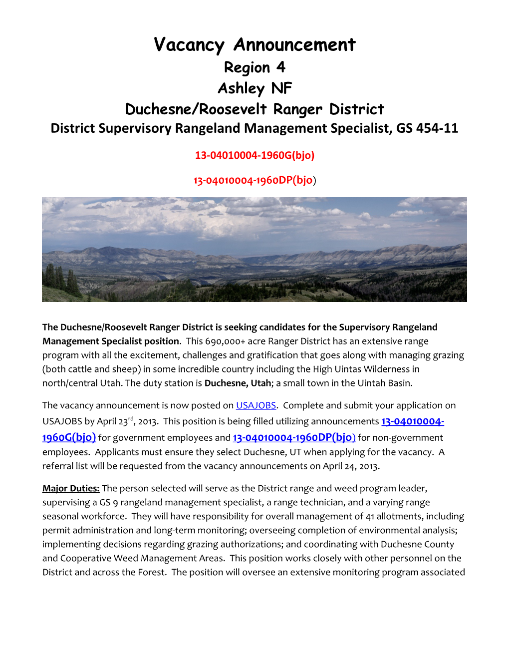 Duchesne/Roosevelt Ranger District