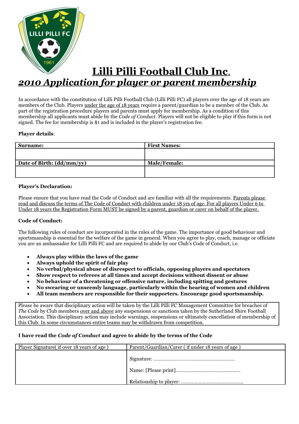 Lilli Pilli Junior Soccer Club Inc