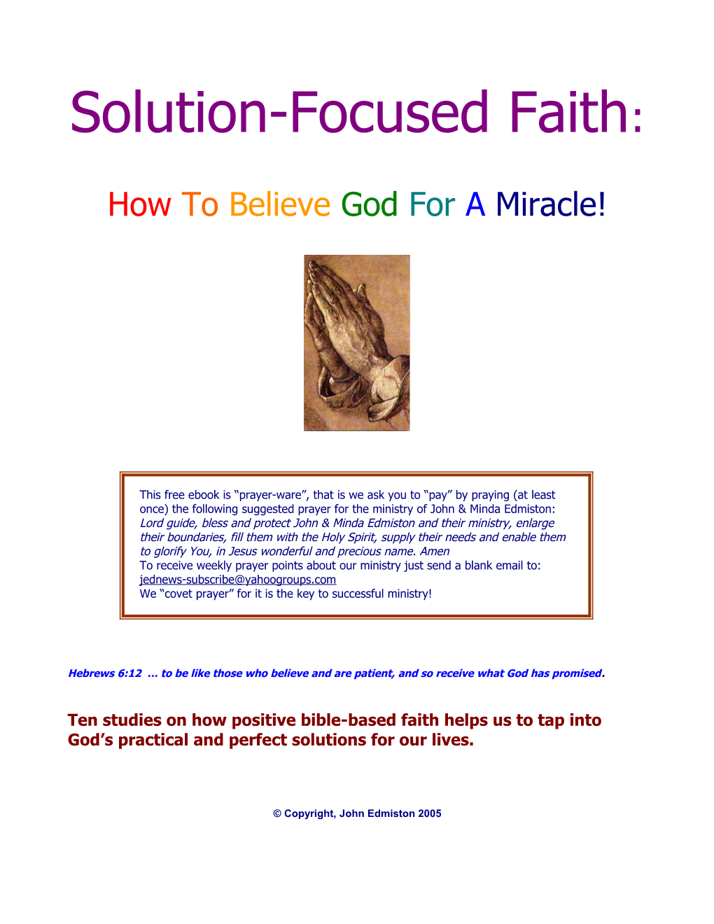 Solution-Focused Faith