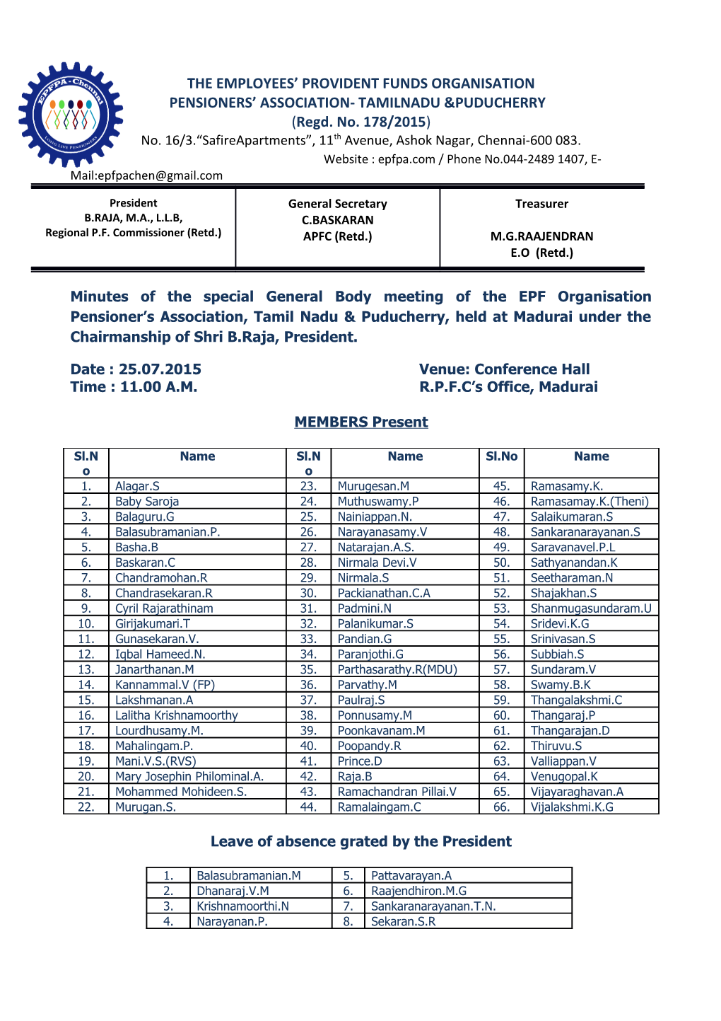 Pensioners Association- Tamilnadu &Puducherry