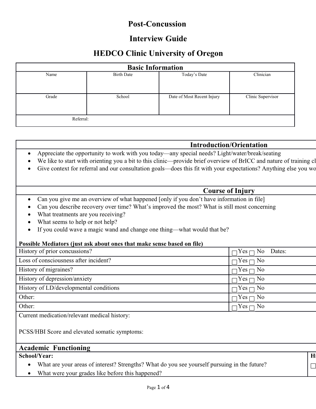 HEDCO Clinic University of Oregon