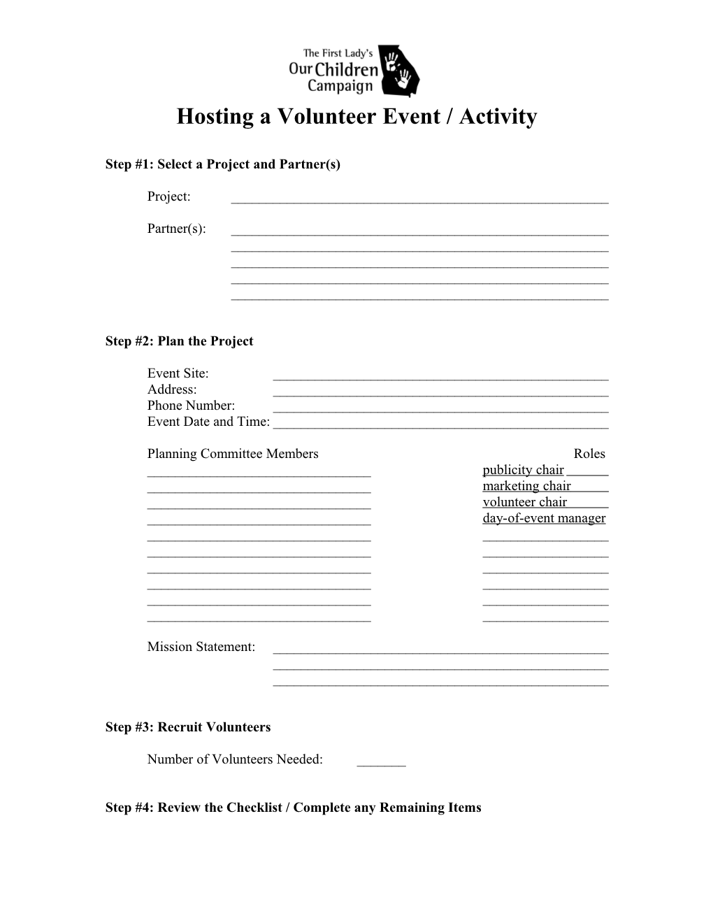 Hosting a Volunteer Event / Activity